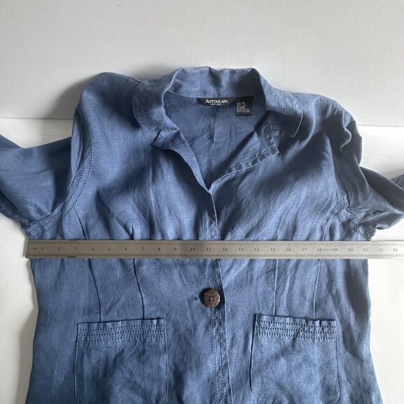 Autograph Blazer Womens 14 Blue 100% Linen Unlined Lightweight One Button Office - Picture 9 of 10